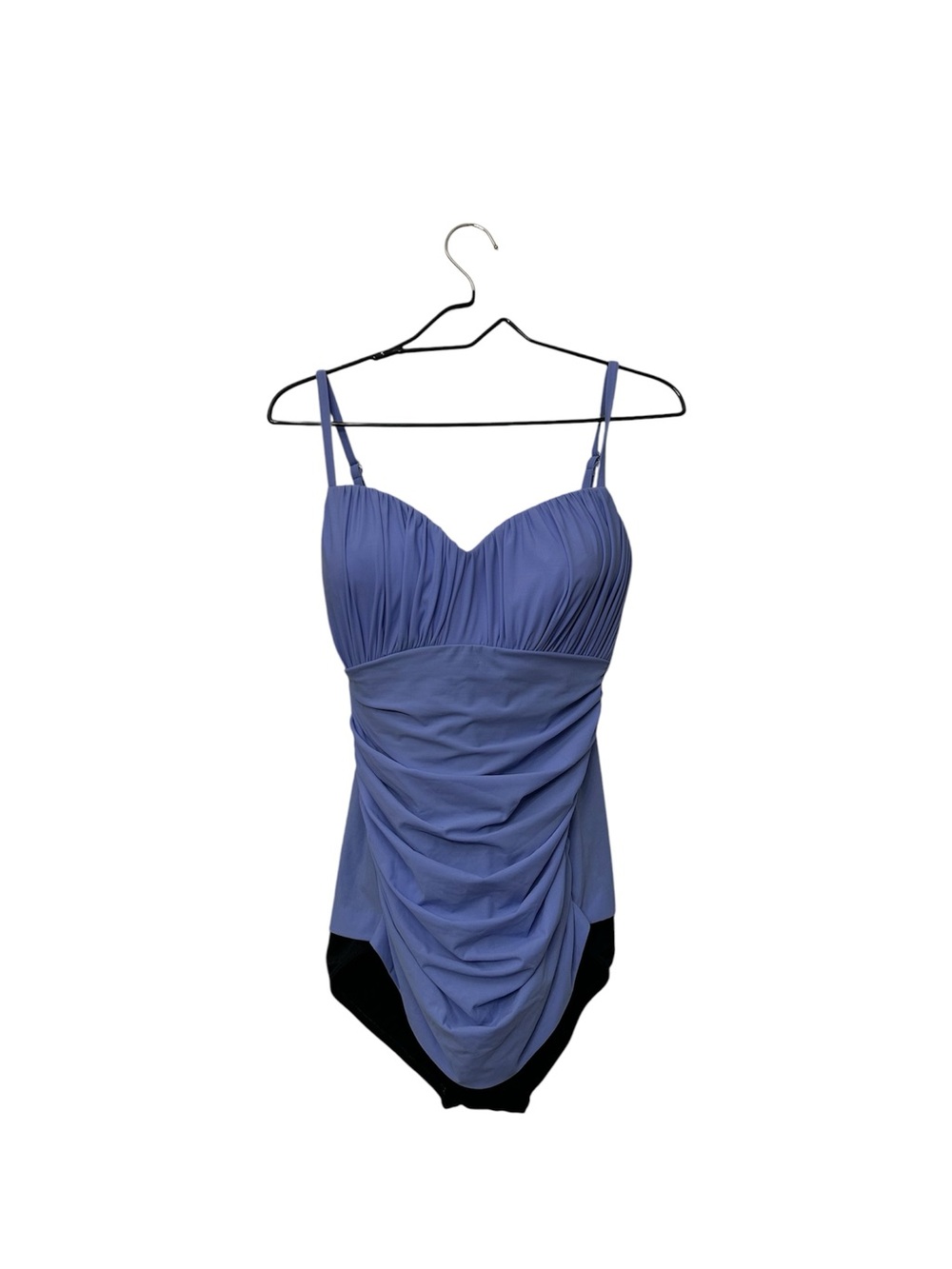 Miraclesuit Women's One-Piece Swimsuit Size 16D Blue Black Ruched Shaping Suit